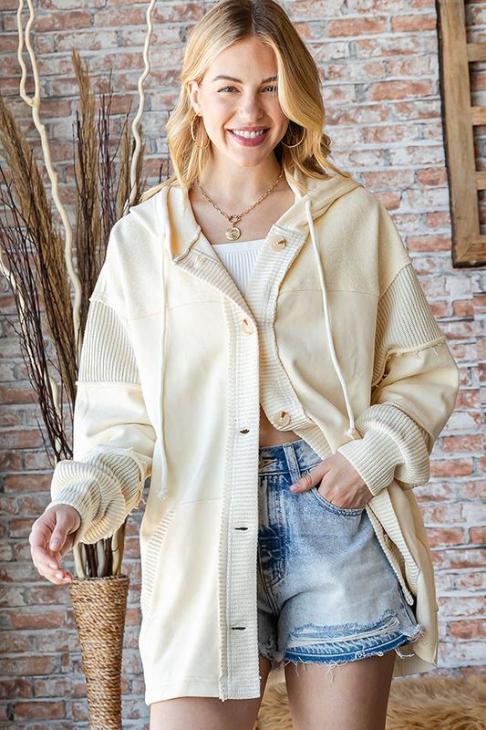 Button Down Hooded Jacket