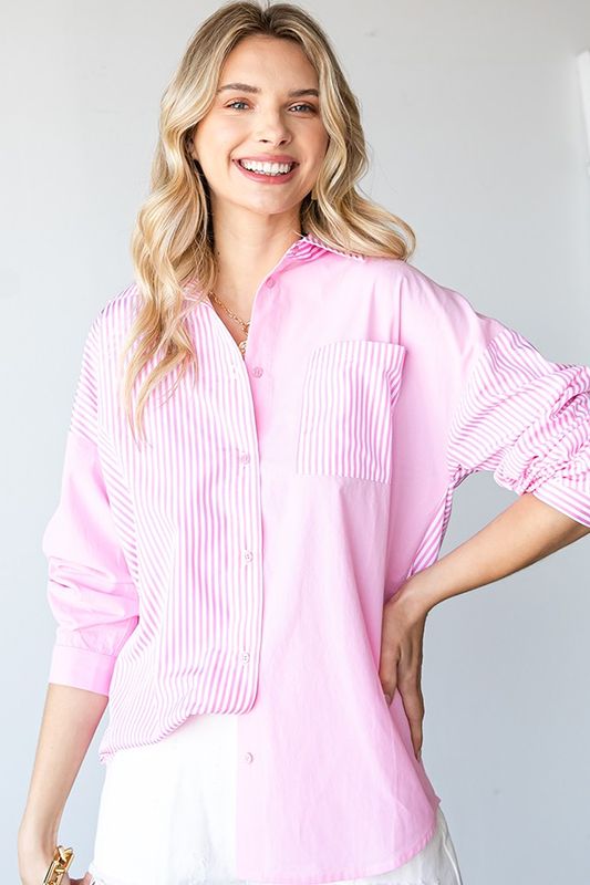 Contrast Long Sleeve Top