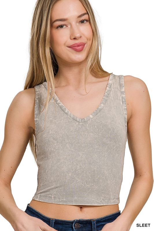 Washed V-Neck Sleeveless