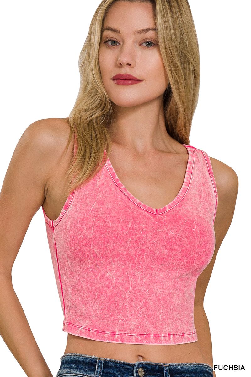 Washed V-Neck Sleeveless