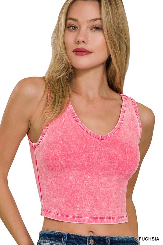 Washed V-Neck Sleeveless