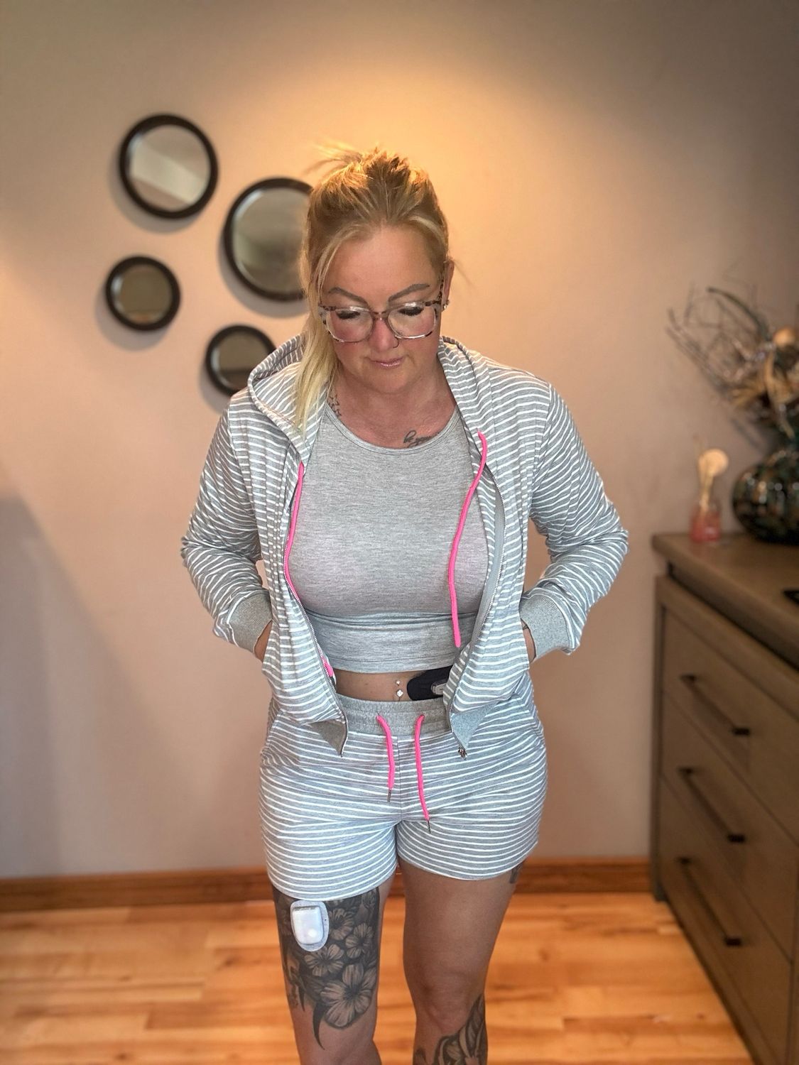 Stripe Hoodie Top and Shorts