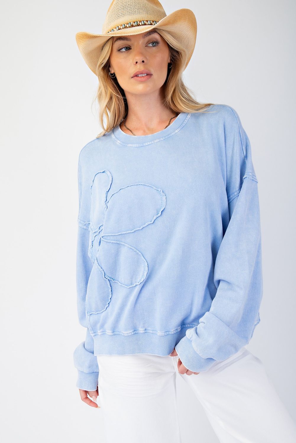 Peri Blue Flower Patch Top