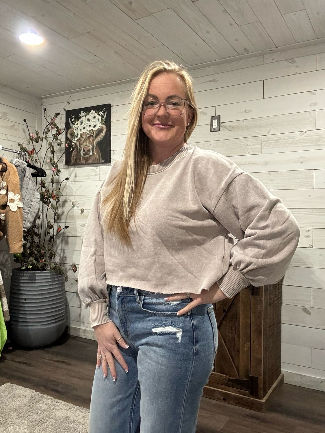 Acid Wash Pullover Ash Mocha