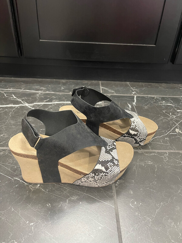 Snake Slingback Wedge Sandals