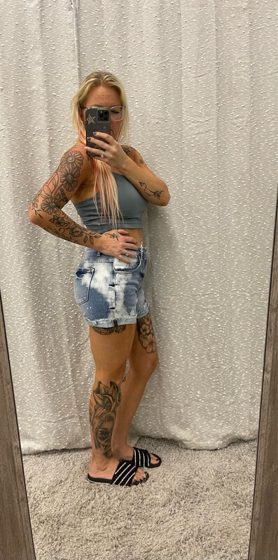 Pink Paint Splatter Jean Shorts