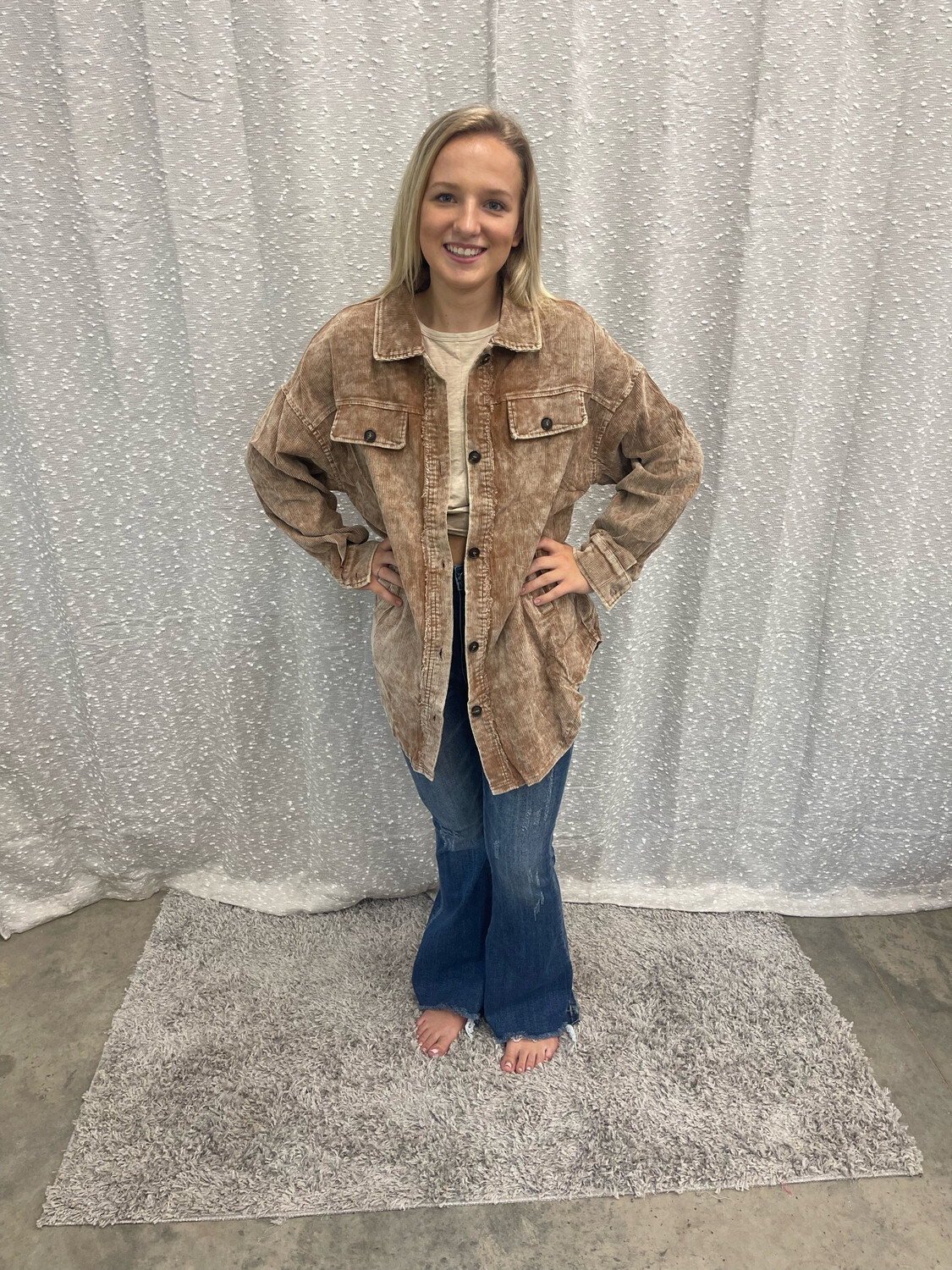 Khaki Vintage Mineral Washed Shacket