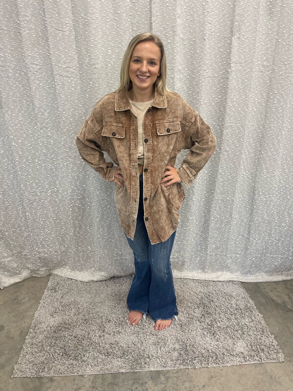 Khaki Vintage Mineral Washed Shacket