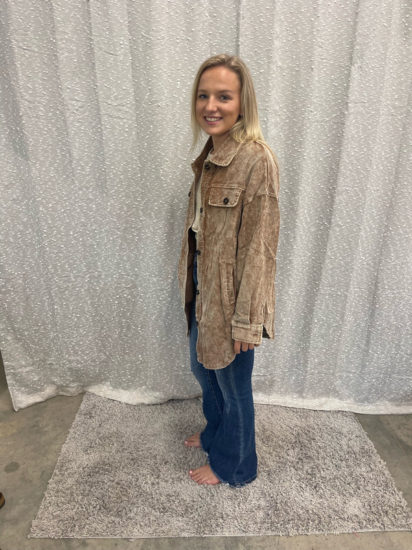 Khaki Vintage Mineral Washed Shacket