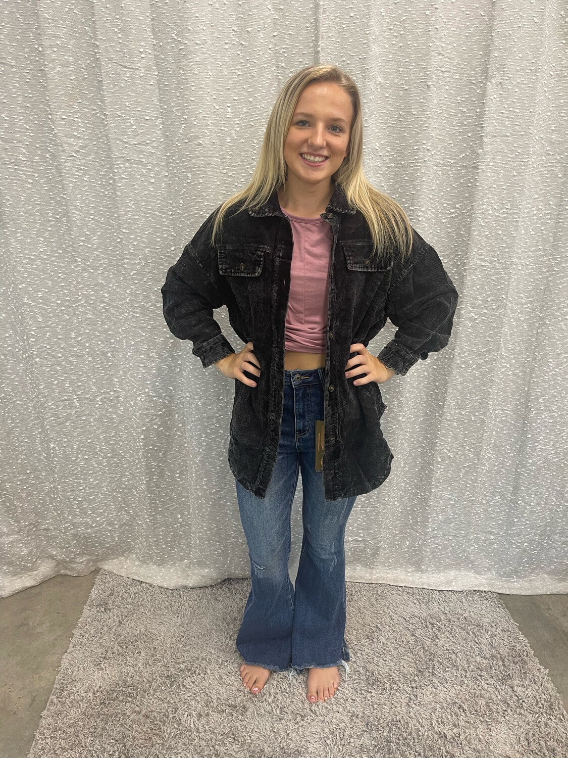 Black Vintage Mineral Washed Shacket