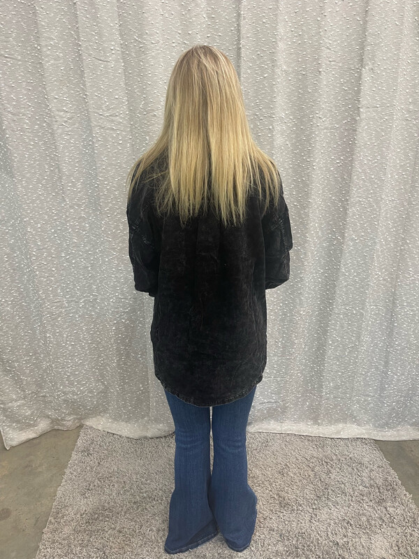 Black Vintage Mineral Washed Shacket