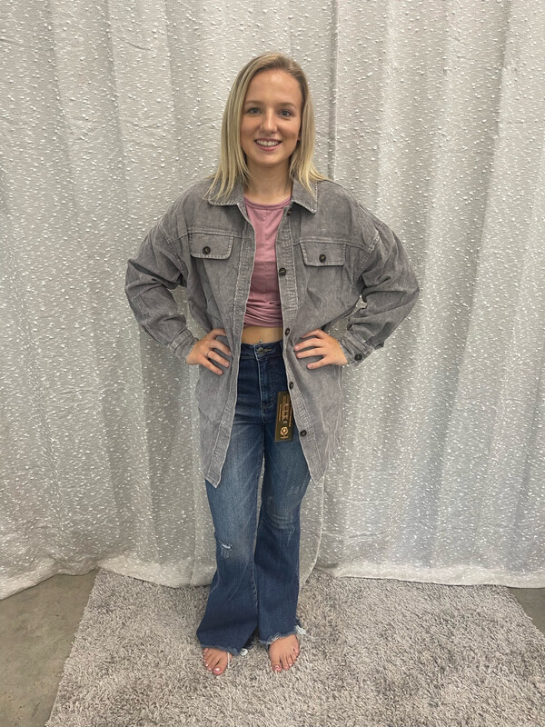 Gray Vintage Mineral Wash Shacket