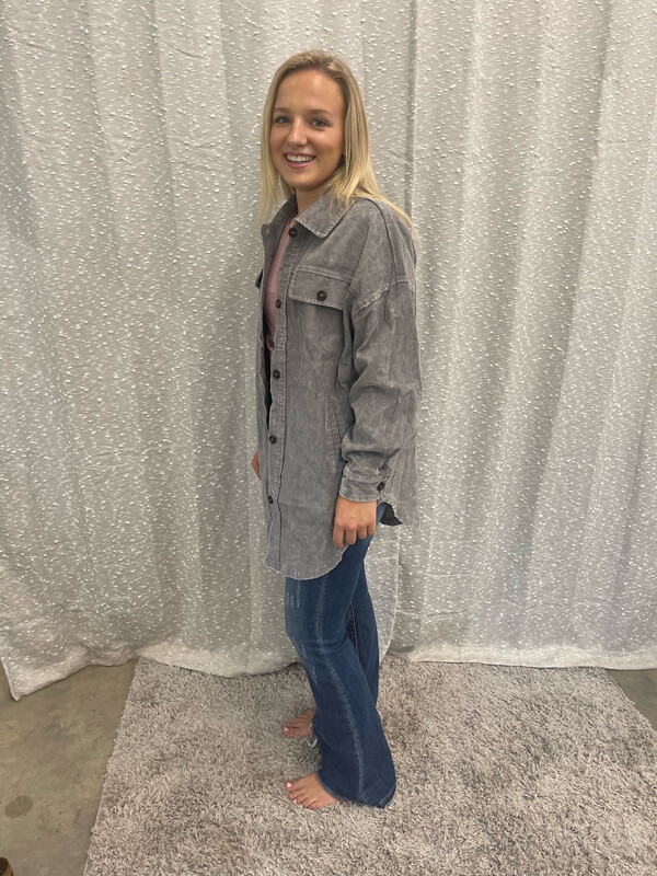 Gray Vintage Mineral Wash Shacket