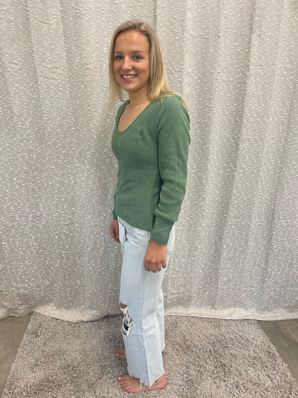 Green Textured Long Sleeve