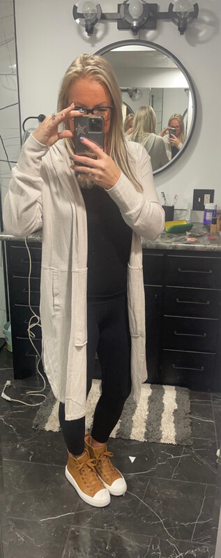 Taupe Hoodie Cardigan