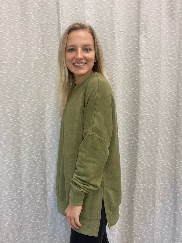 Green Drop Shoulder Sweatshirt