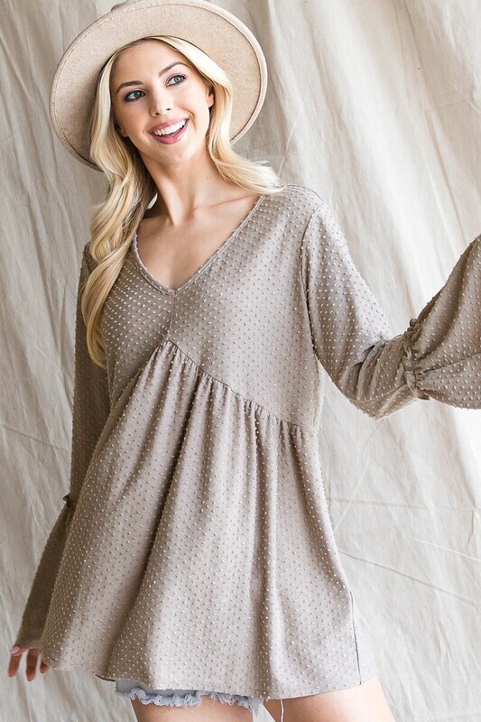 Swiss Dot Ruffled Long Sleeve