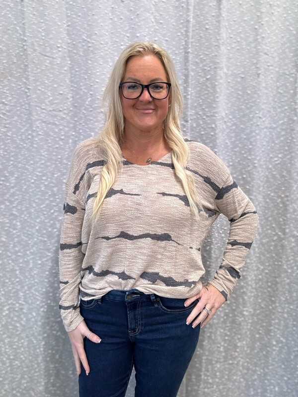 Striped Open Back Long Sleeve
