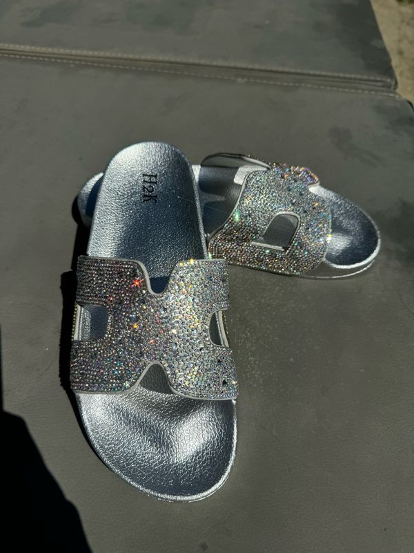 Sparkle Silver Slides