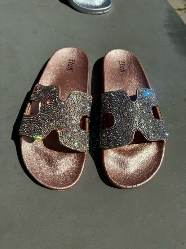 Sparkle Rose Gold Slides