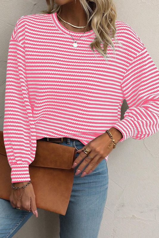 Pink Stripped Long Sleeve Sweater