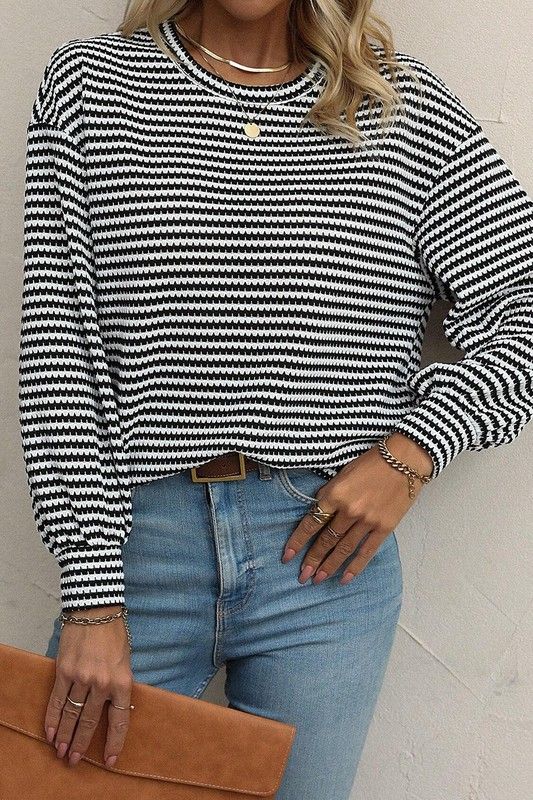 Black Stripped Long Sleeve Sweater