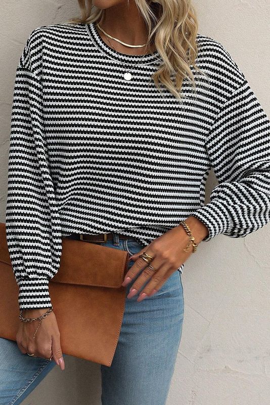 Black Stripped Long Sleeve Sweater