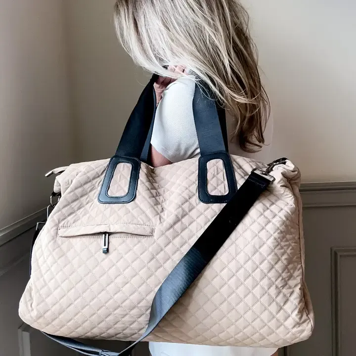 Quilted Beige Weekender