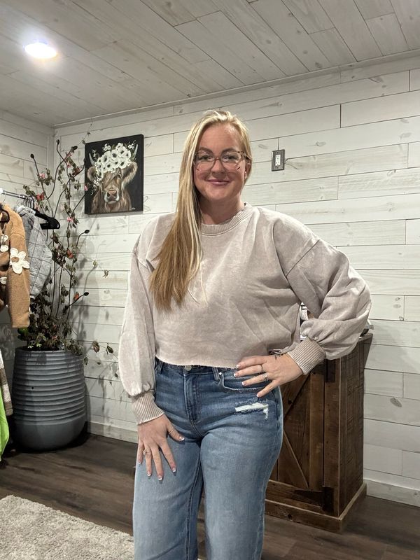 Acid Wash Pullover Ash Mocha
