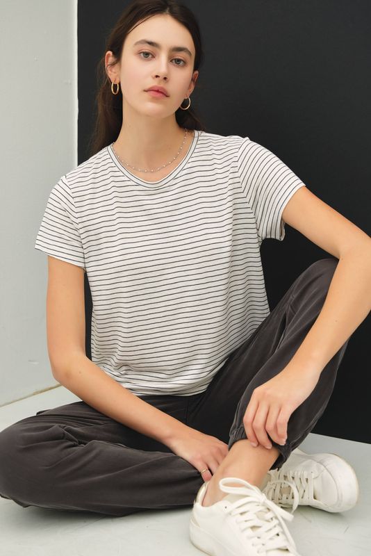 Charcoal Stripe BC Top