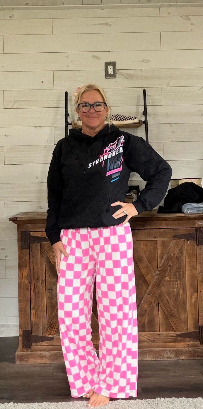 Checkered Wide Leg Pink Pants