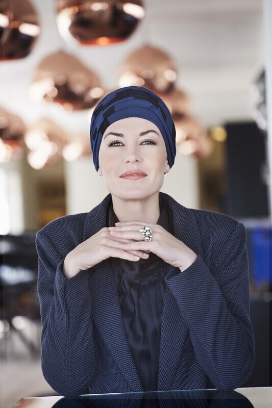 Karma Turban With Headband - Black Blue