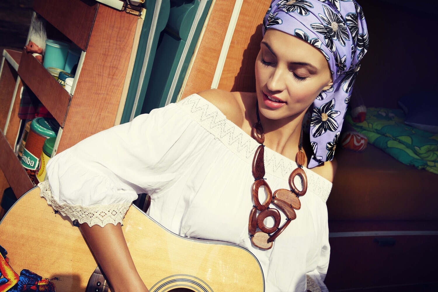 Sapphire Boho Printed Turban Set - Zebra Flowers