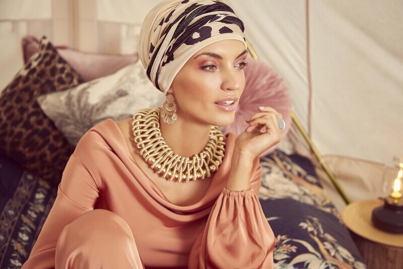 Scarlett Boho Turban Set - Cream/Black