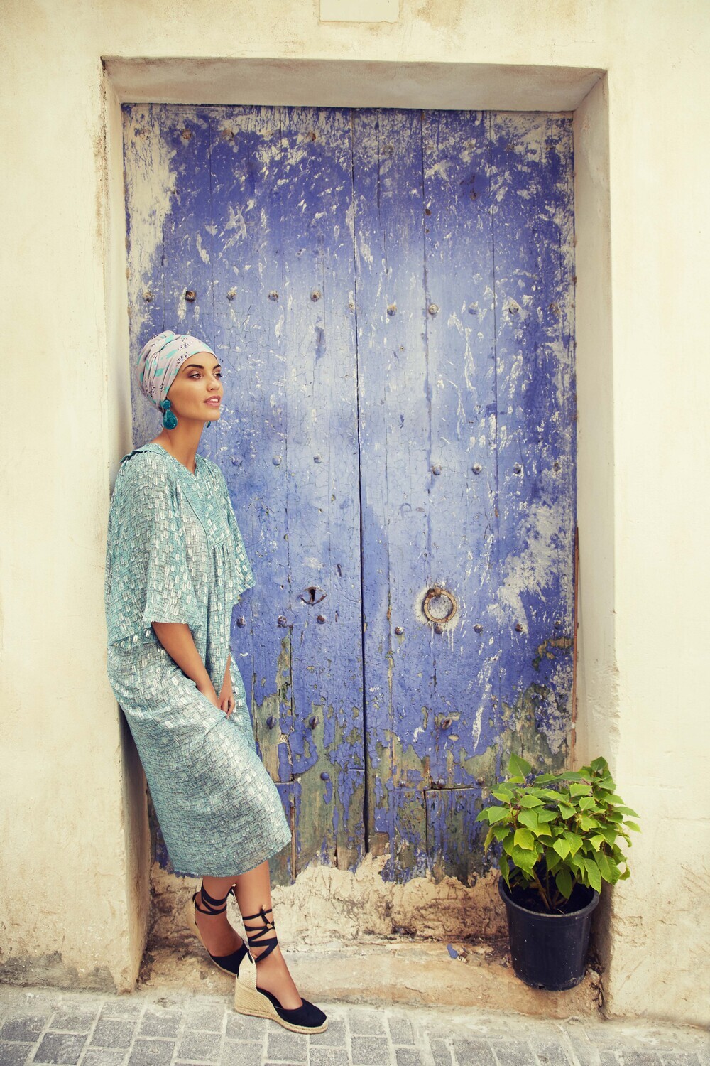 Sapphire Boho Printed Turban Set - Parrot Passion