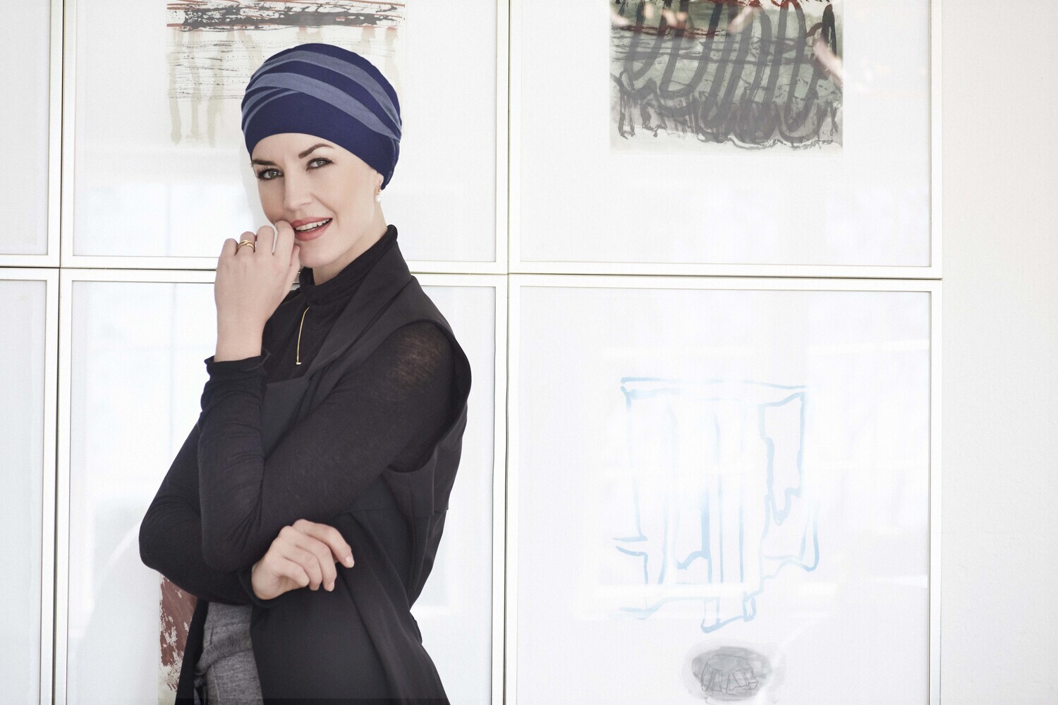Shanti Turban Mixed Colors - Dark Blue/Light Lilac