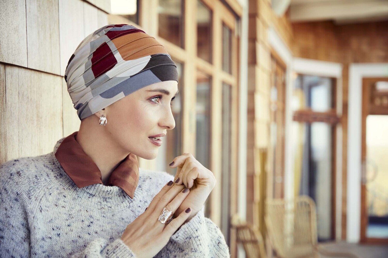 Yoga Printed Turban - Caramel Graphics