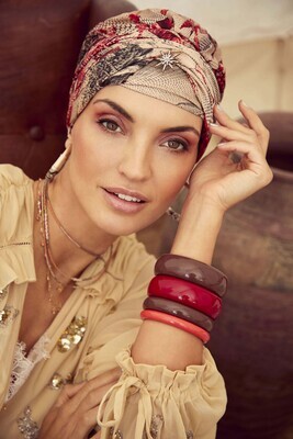 Sapphire Boho Printed Turban - Flowerpot Red