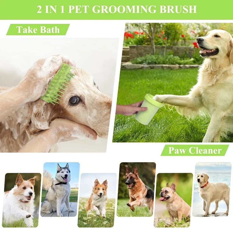 Paw Cleaner for Dogs Large Dog Foot Washer Cup 2 In 1 Portable Silicone Paw Scrubber Brush Feet Cleaner Medium Large Breed Puppy
