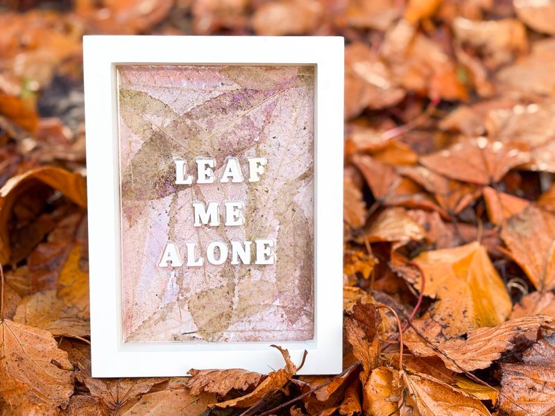 Framed Resin Artwork: Leaf Me Alone