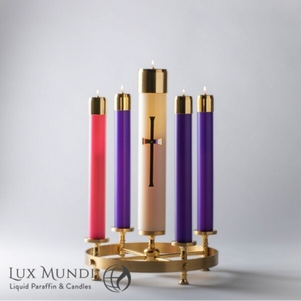 Refillable Oil Advent Candles Set of Four 3 Purple, 1 Rose 1-1/2&quot; x 12&quot;