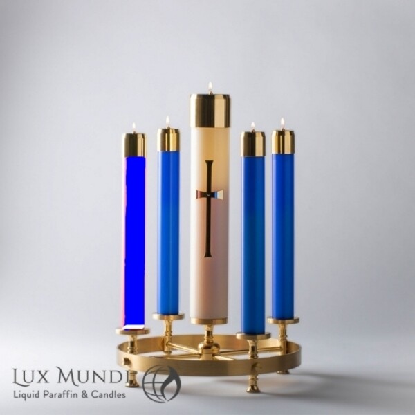 Refillable Oil Advent Candles Set of Four Blue 1-1/2&quot; x 12&quot;