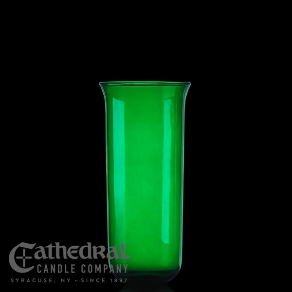 Green Clear Glass Globe for 6, 7, or 8 Day Candles