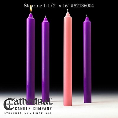 Select Stearine Wax ...... 1-1/2" x 16" ...... 3 Purple, 1 Rose