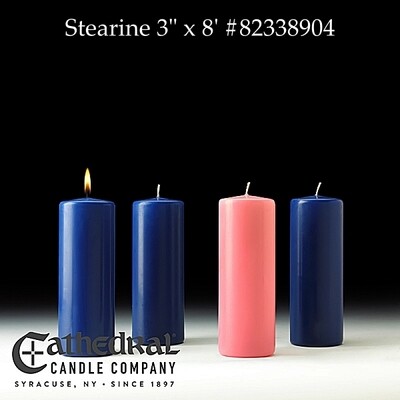 Select Stearine Wax .......... 3" x 8" .......... 3 Blue, 1 Rose