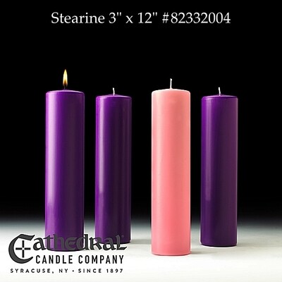 Stearine Wax Advent Candles 3" x 12" Pillar