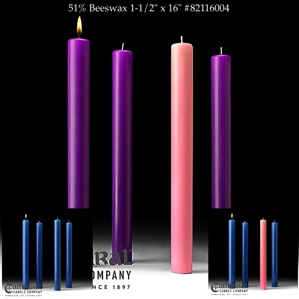 51 Beeswax Advent Candles 11/2" x 16"