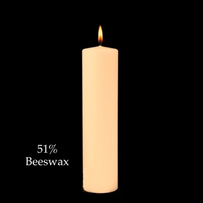 1-15/16" x 15" Altar Candle 51% Beeswax. Box of 2. Plain End