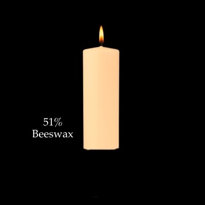 2" x 9" Altar Candle 51% Beeswax. Box of 12. Plain End