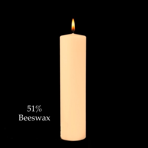 2" x 17" Altar Candle 51% Beeswax. Box of 2. Plain End